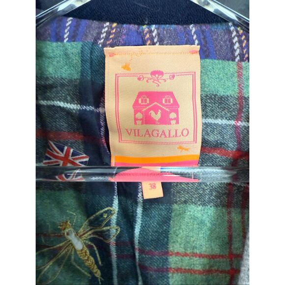 Vilagallo Two Silver Button Blazer Grey Size 38 Elbow Patches Wool Academia Scho - Picture 2 of 6